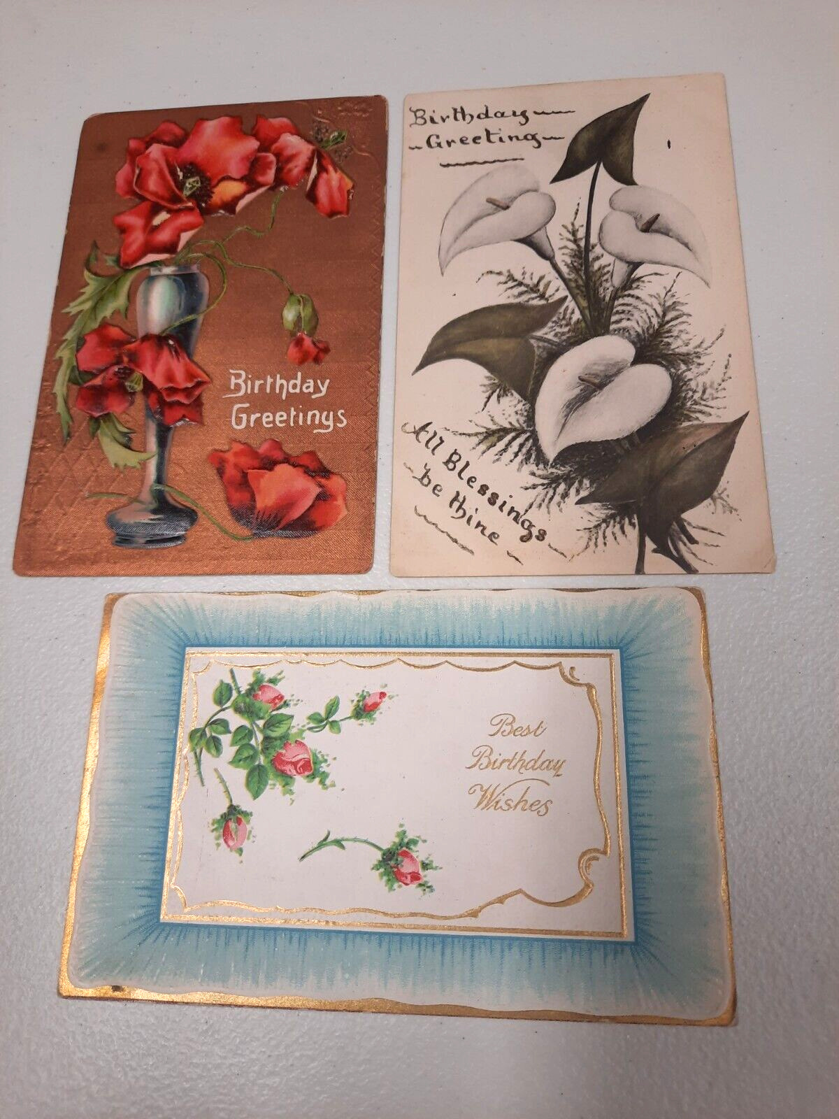 Vintage Early 1900 Postcard Lot Of 3 Different All Birthday