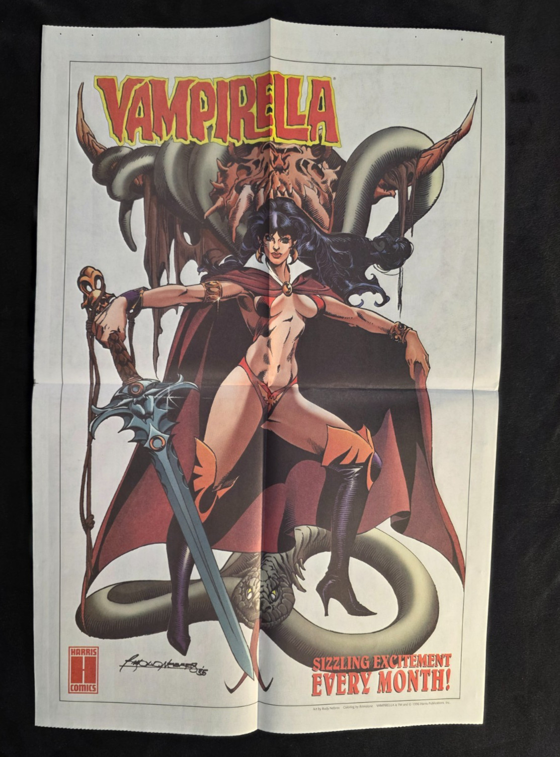 VAMPIRELLA POSTER Rudy Nebres Adult RARE HARRIS HOTLINE Spring 1996 VINTAGE 1
