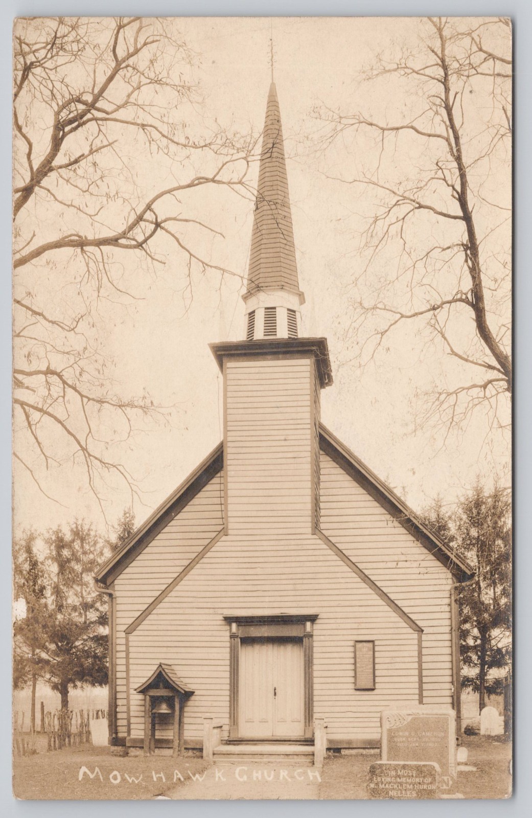 Mohawk Church Historic Wooden Steeple Religious Landmark Real Photo Postcard