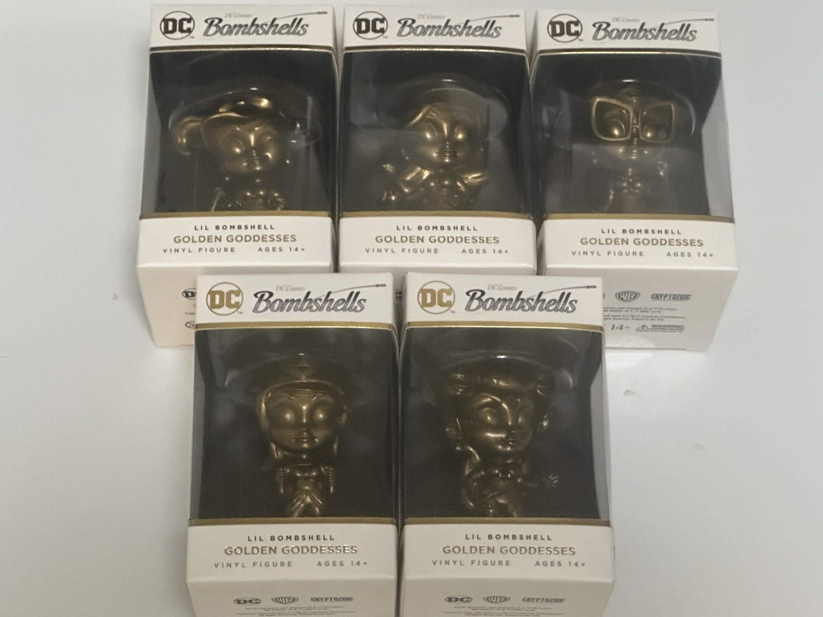 DC Bombshells Series 3 Set of 5 BRONZE Lil Bombshells Golden Goddesses Figures