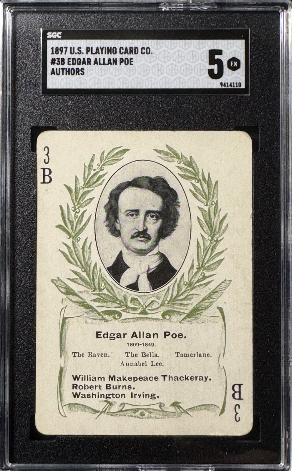 1897 Playing Card, Edgar Allan Poe, SGG 5 - Authors #3B