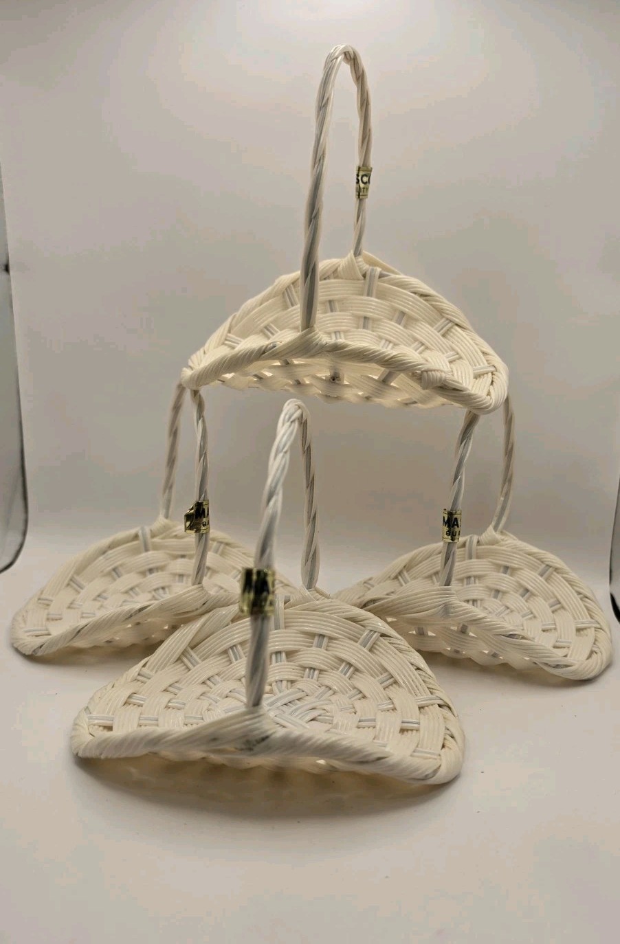 4 Vintage Masco Plastic Wicker Baskets Made In Japan DIY Cottagecore Easter NOS