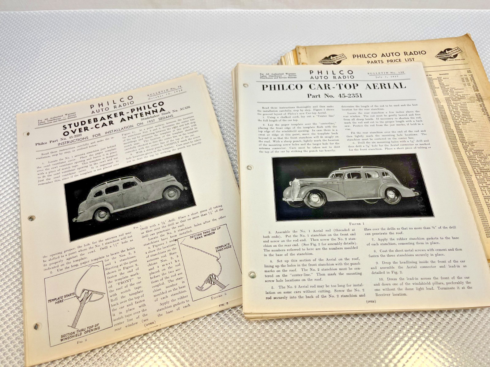 Vintage 1936-1939 Philco Auto Car Radio Service Repair Manuals