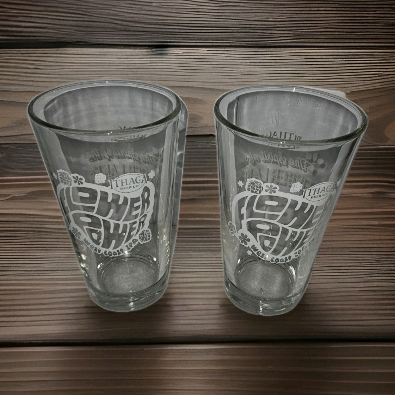 2 Ithaca Beer Co FLOWER POWER Spirit of the Finger Lakes Pint Glasses