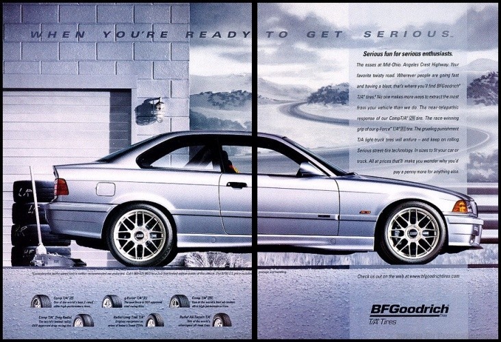 1998 BMW 3-Series BFGoodrich 2-page Original Advertisement Print Art Car Ad J473