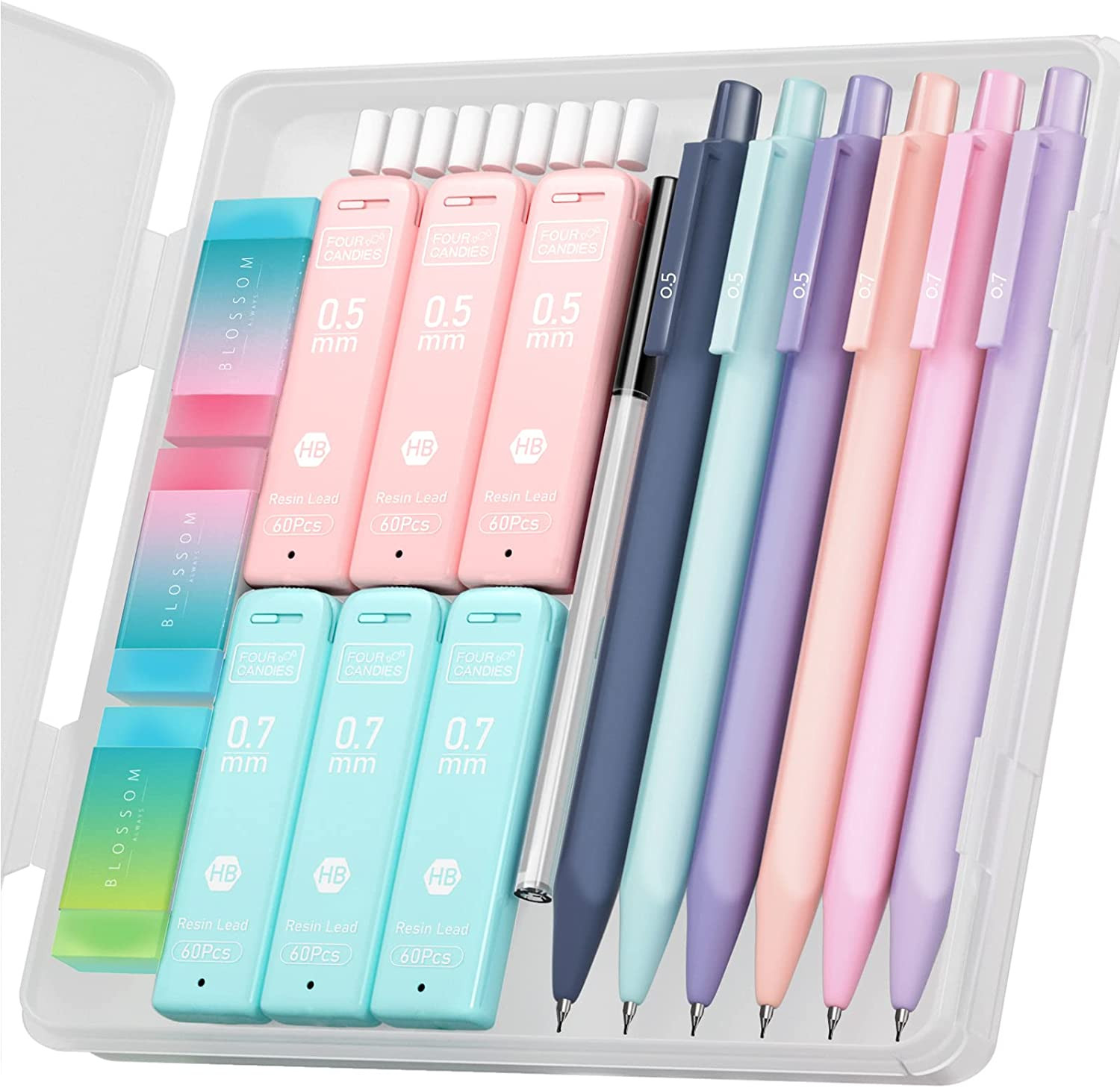 Cute Mechanical Pencil Set, 6-Pack 0.5/0.7Mm