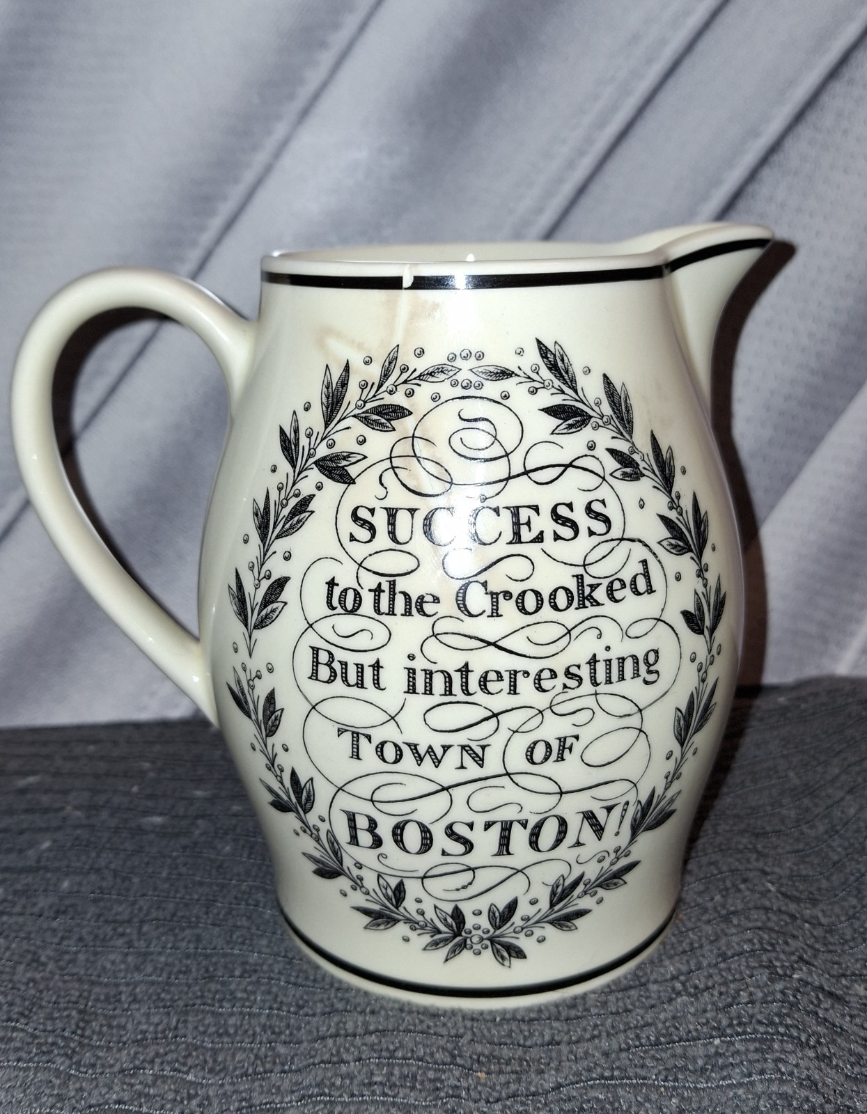 Vintage Wedgwood Etruria Boston Pitcher Shreve Crump Low Town of Boston Crack
