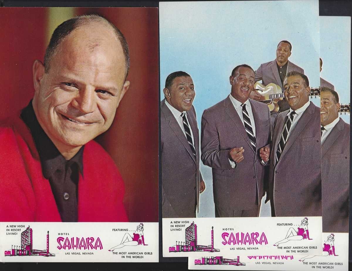 SAHARA Las Vegas 1964 Jumbo Postcards: Don Rickles Casbar; (2) Mills Brothers
