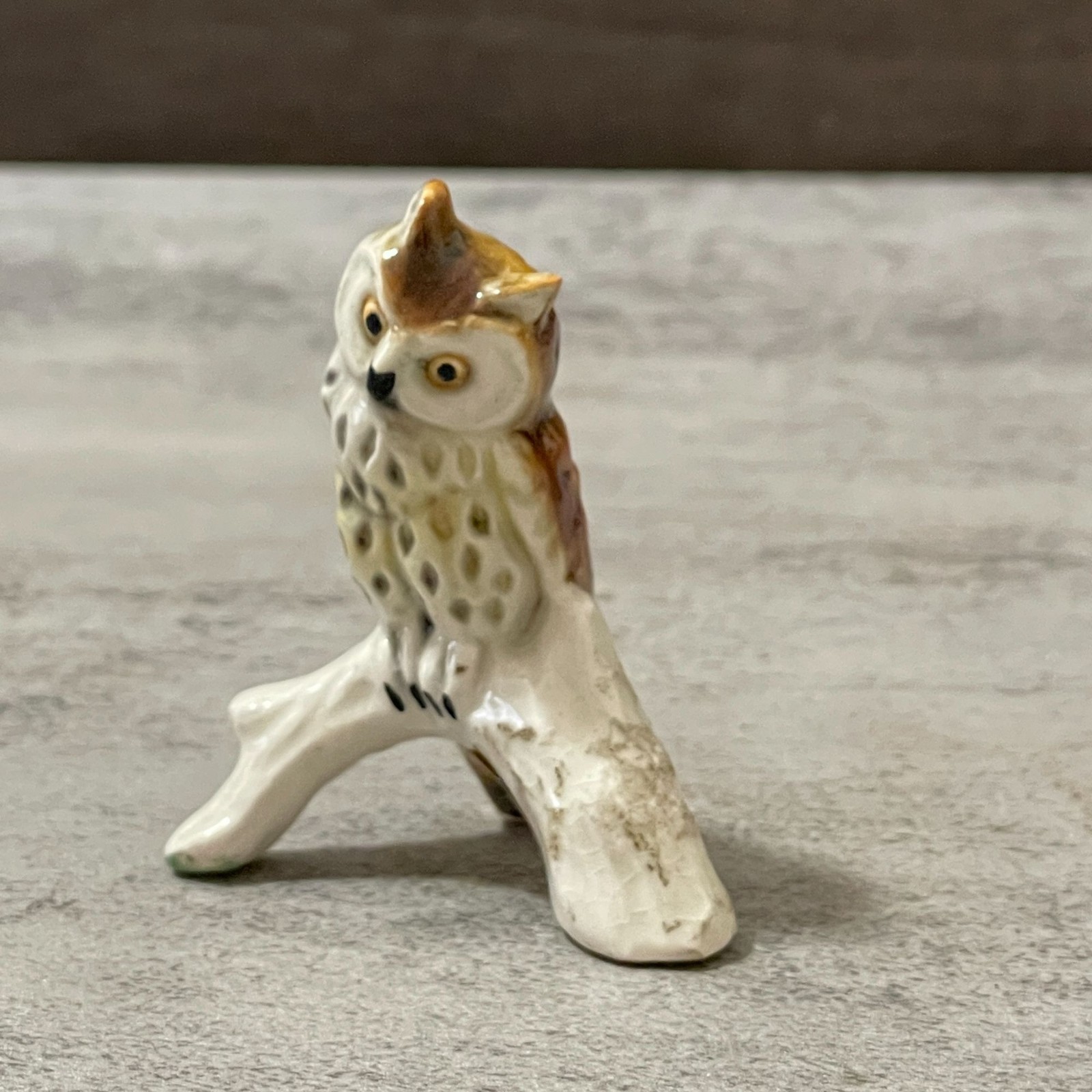 Vintage 70's Goebel W. Germany Spotted Horned Owl Branch Figurine Original Label Vintage 70's Goebel W. Germany Spotted Horned Owl Branch Figurine Original Label
