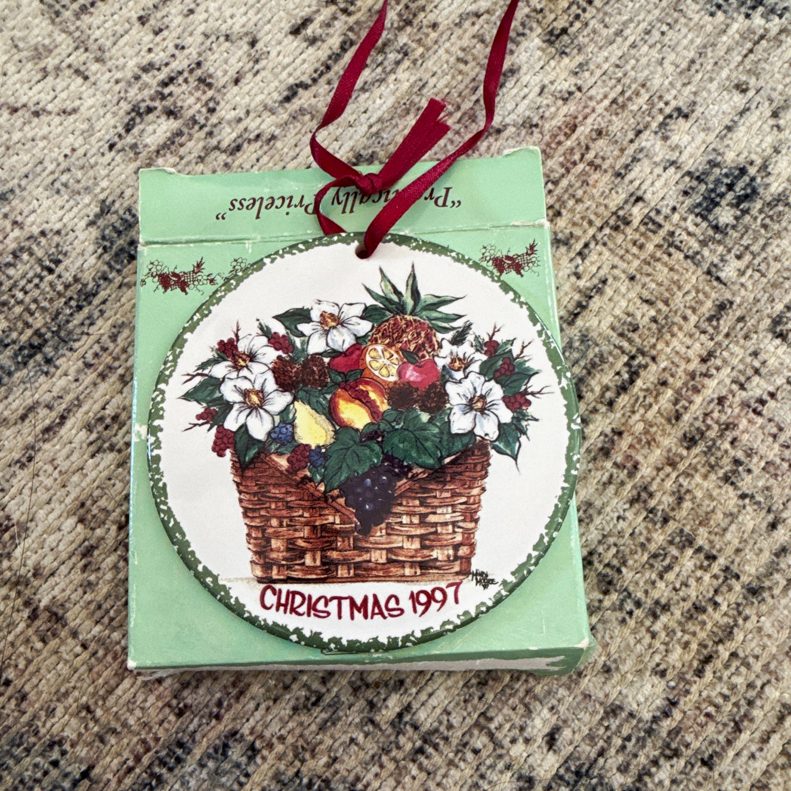 The Workshops of Gerald E. Henn 1997 Christmas Limited Edition Basket Ornament The Workshops of Gerald E. Henn 1997 Christmas Limited Edition Basket Ornament
