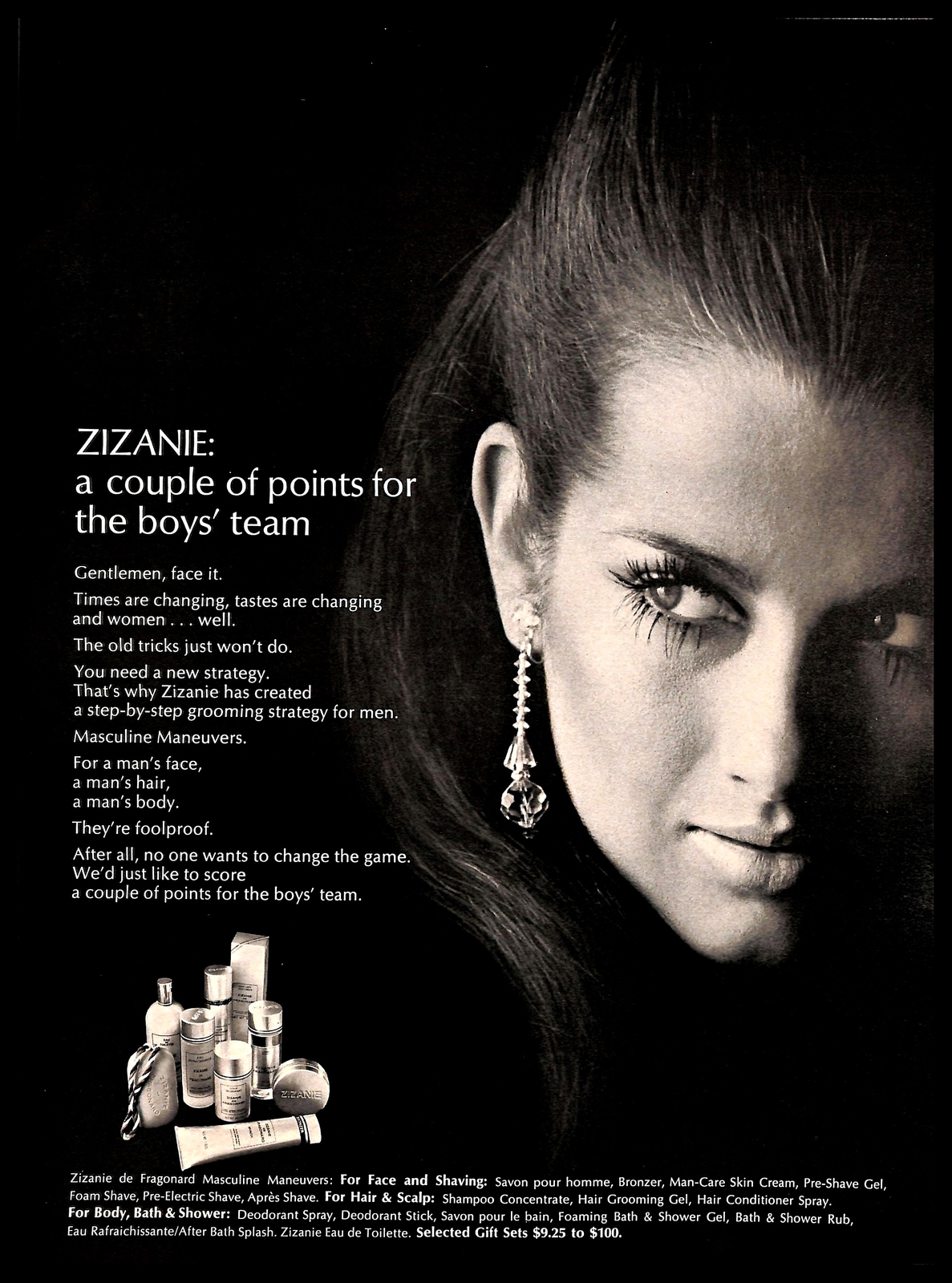 1968 Zizanie Cosmetics Vintage PRINT ADVERTISEMENT Men's Skin Hair Care Products