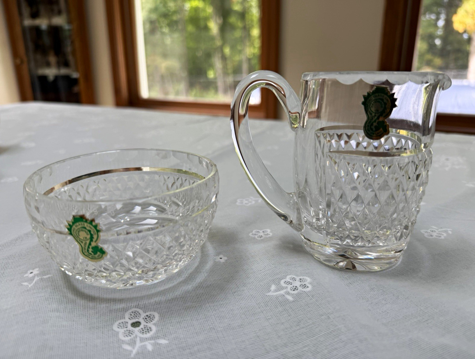 Waterford Crystal Colleen Creamer Sugar Bowl Set Discontinued Ireland Signed