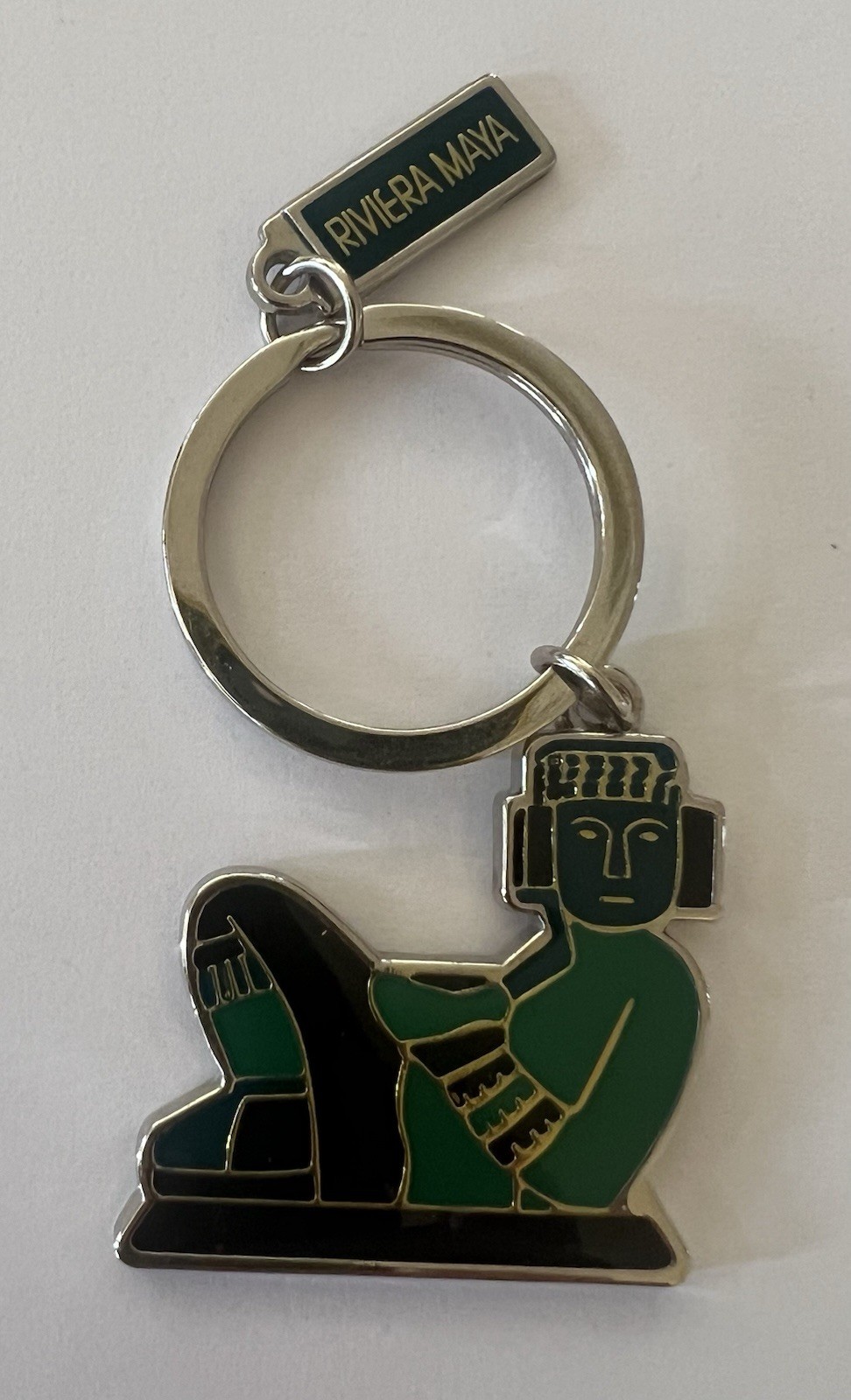 Riviera Maya Mexico Chacmool Mayan Statue Enamel Souvenir Keychain