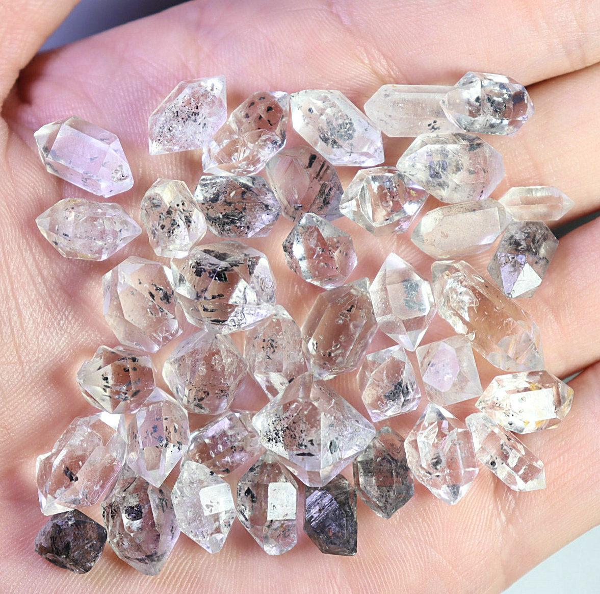 39pcs Natural Herkimer Diamond Black Phantom Crystal Quartz Mineral Specimen