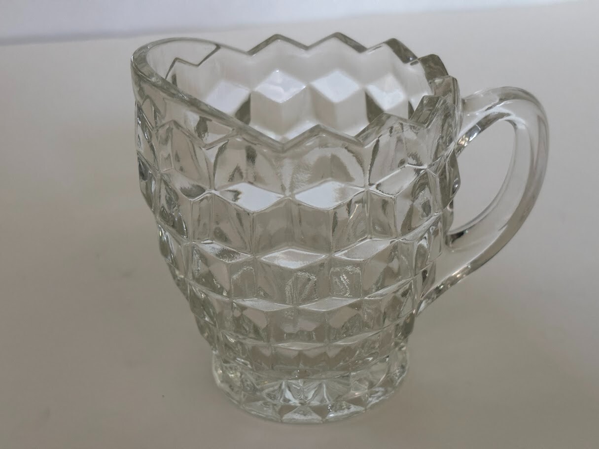 FOSTORIA Vintage American Clear Glass Cube Pattern 4\