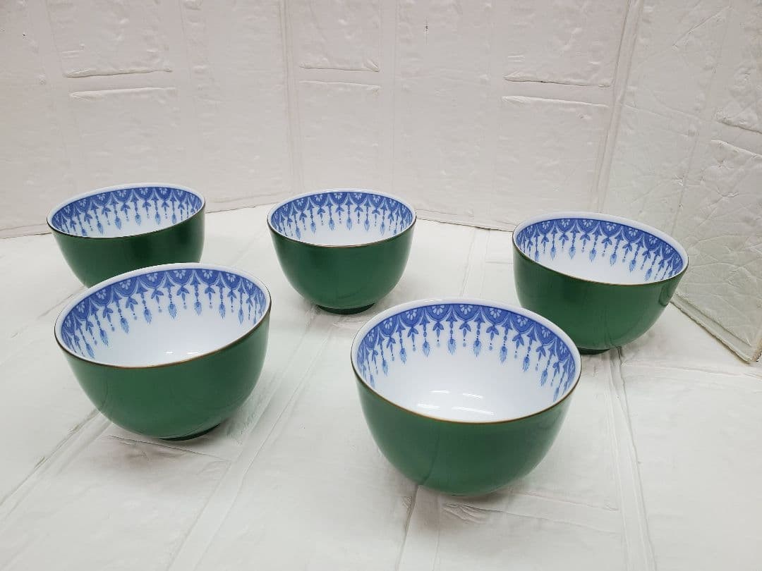 Tachikichi Japanese Tea Cup Set of 5 Unused Handcrafted Porcelain Kitchen used