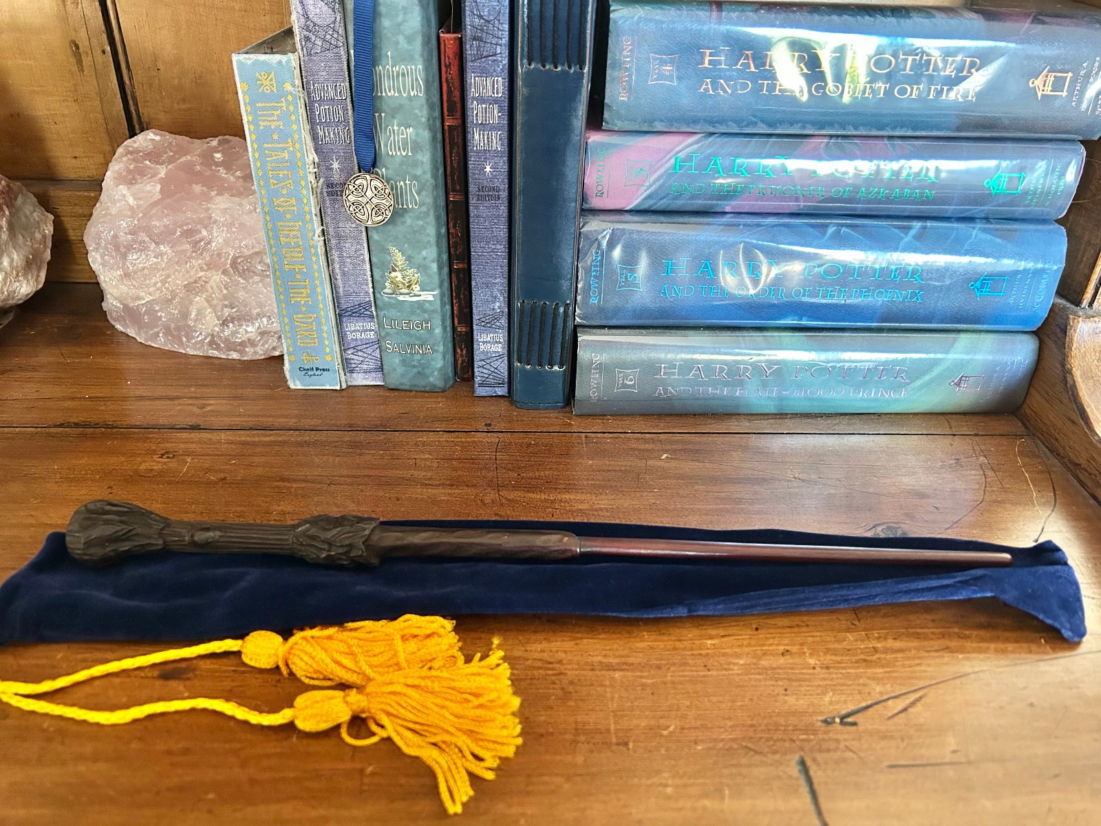WOODEN WAND Harry Potter Cosplay Carved Real Wood Dark Brown #A