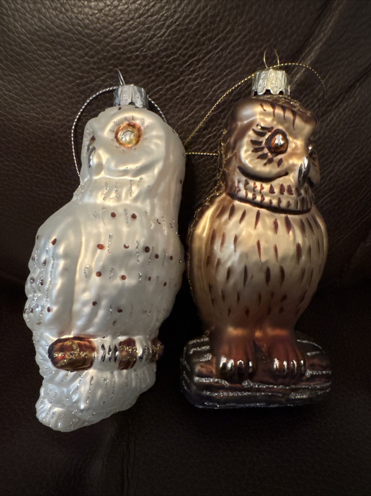 Two\'s Company Glass Owl Ornaments Christmas 6\