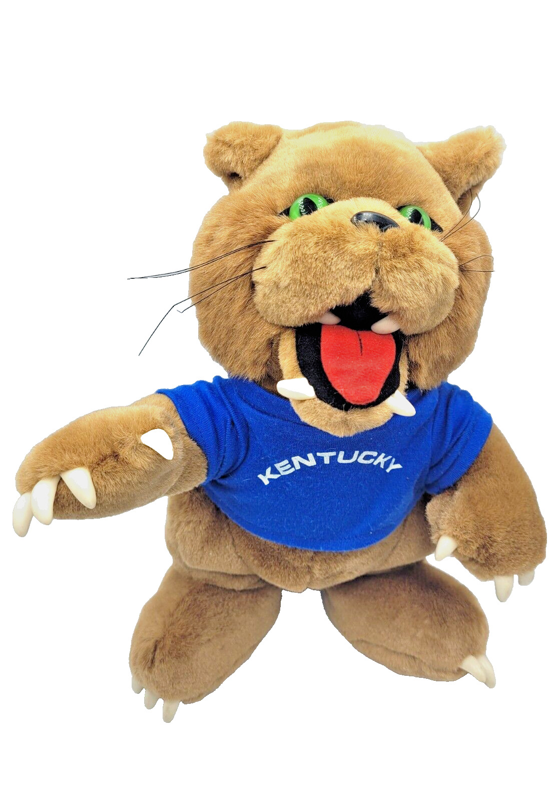 Vintage 1980s Kentucky Wildcat Plush Mascot with Rubber Paws & Teeth - Rare Find