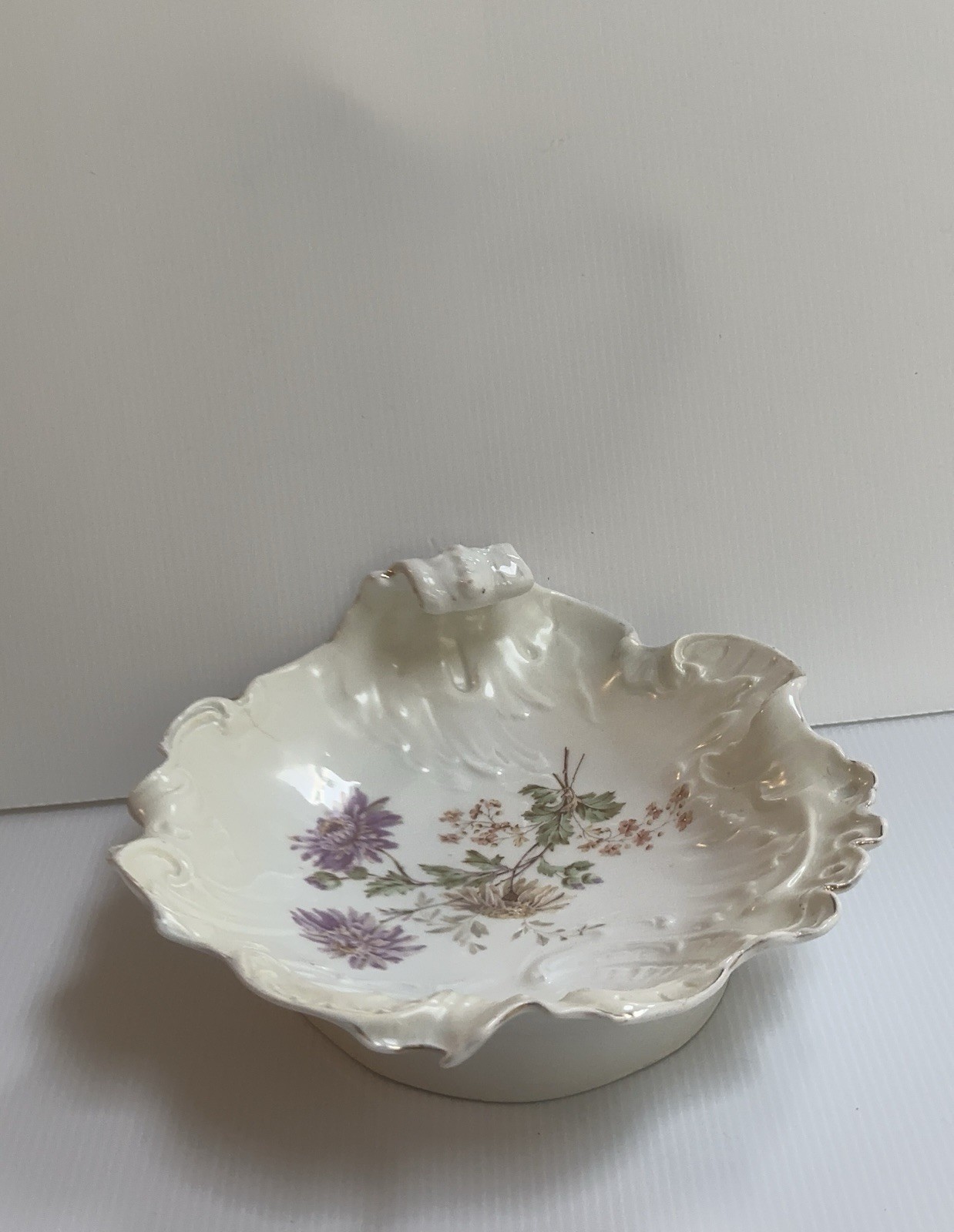 ANTQ 1900 PORCELAIN FLORAL 11” SERVING DISH BY CARL TIELSCH SILESIA GERMANY