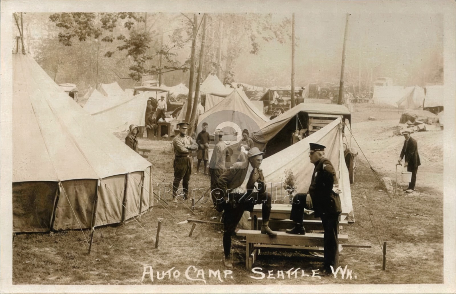 Seattle WA c1920 Auto Camp Tents & Car RPPC Photo Postcard COPY