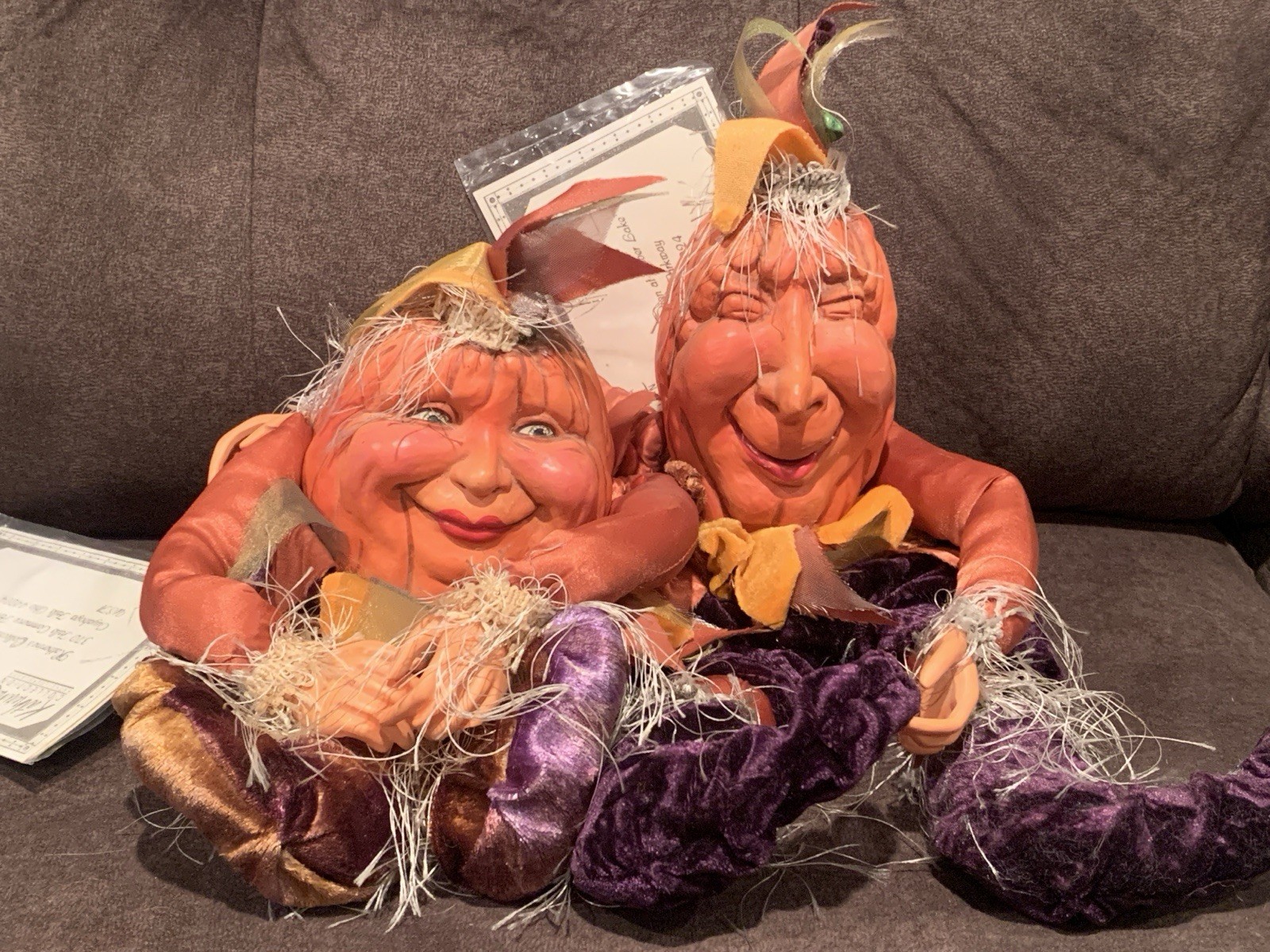 RARE Vintage katherine's collection Halloween Pumpkin Head Figurines Lot 2 Dolls