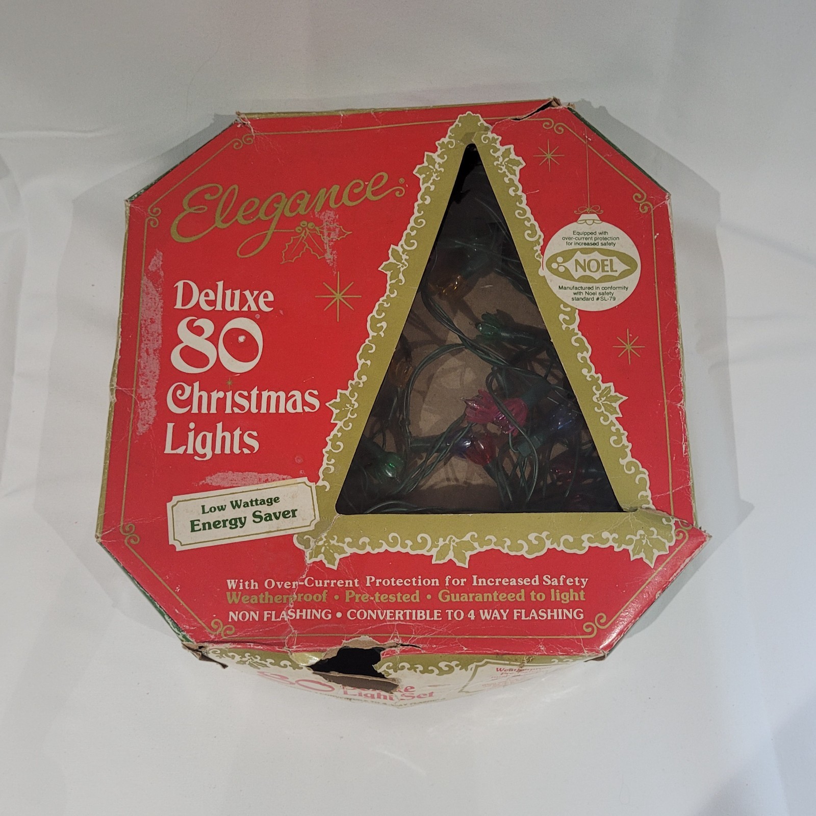VTG Elegance Deluxe 80 Christmas Lights Multi Color Flower Flashing MCM - Read