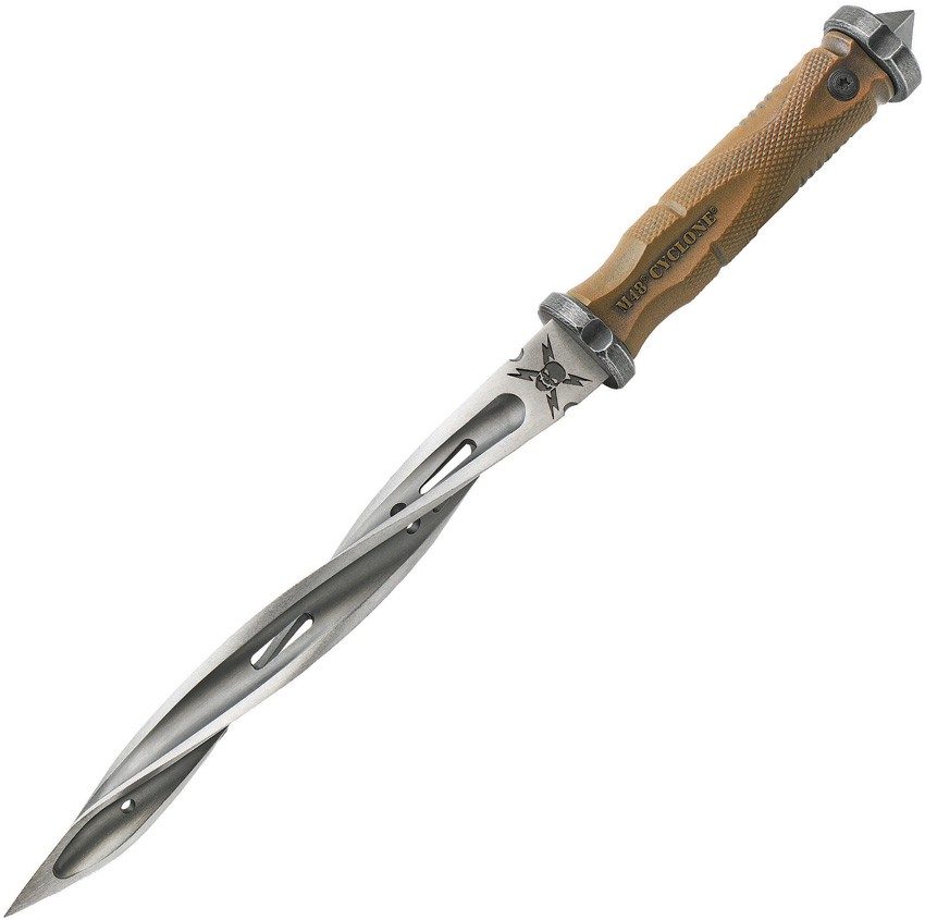 United Cutlery M48 Tan Battle Scarred Cyclone Fixed Spiral Blade Knife 3341