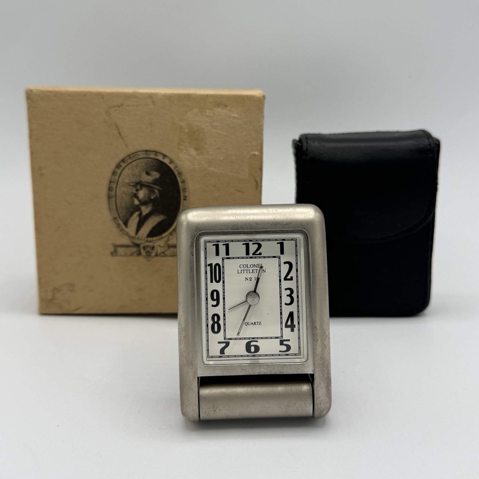 Vtg Colonel Littleton Travel Desk Clock - Inscribed