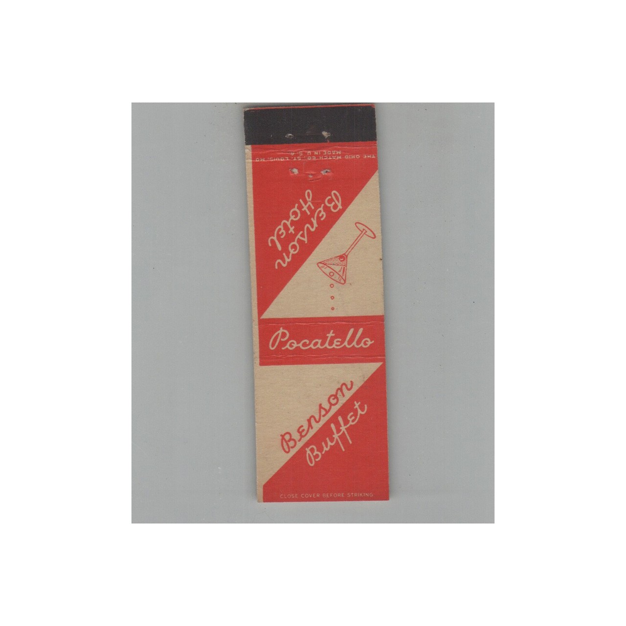 Midget Matchbook Cover Benson Buffet Pocatello ID