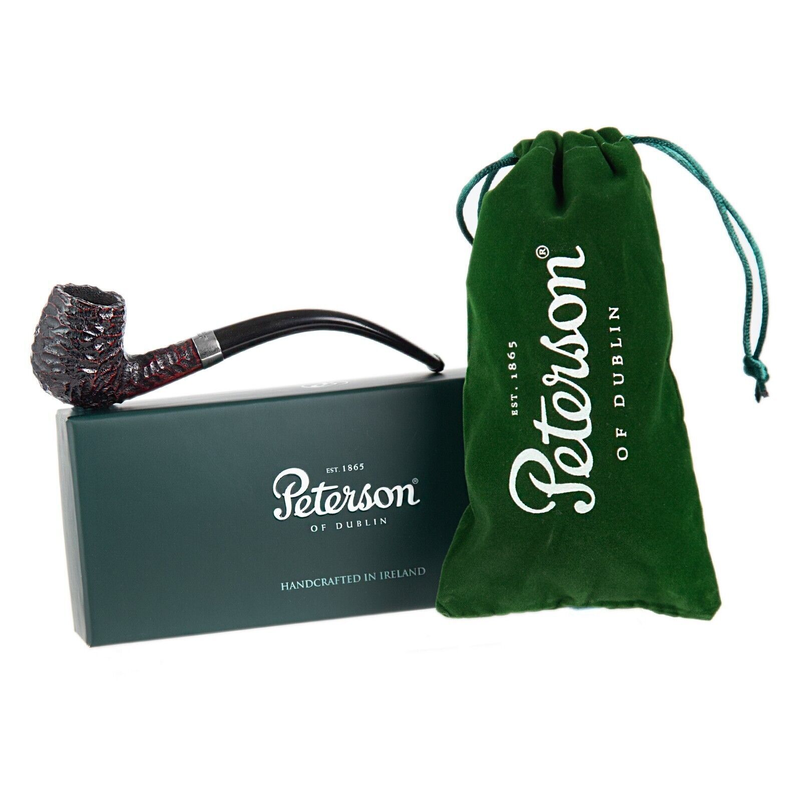 Peterson Pipes Junior Rusticated Bent Billiard, SMALL Handmade Irish Briar Pipe