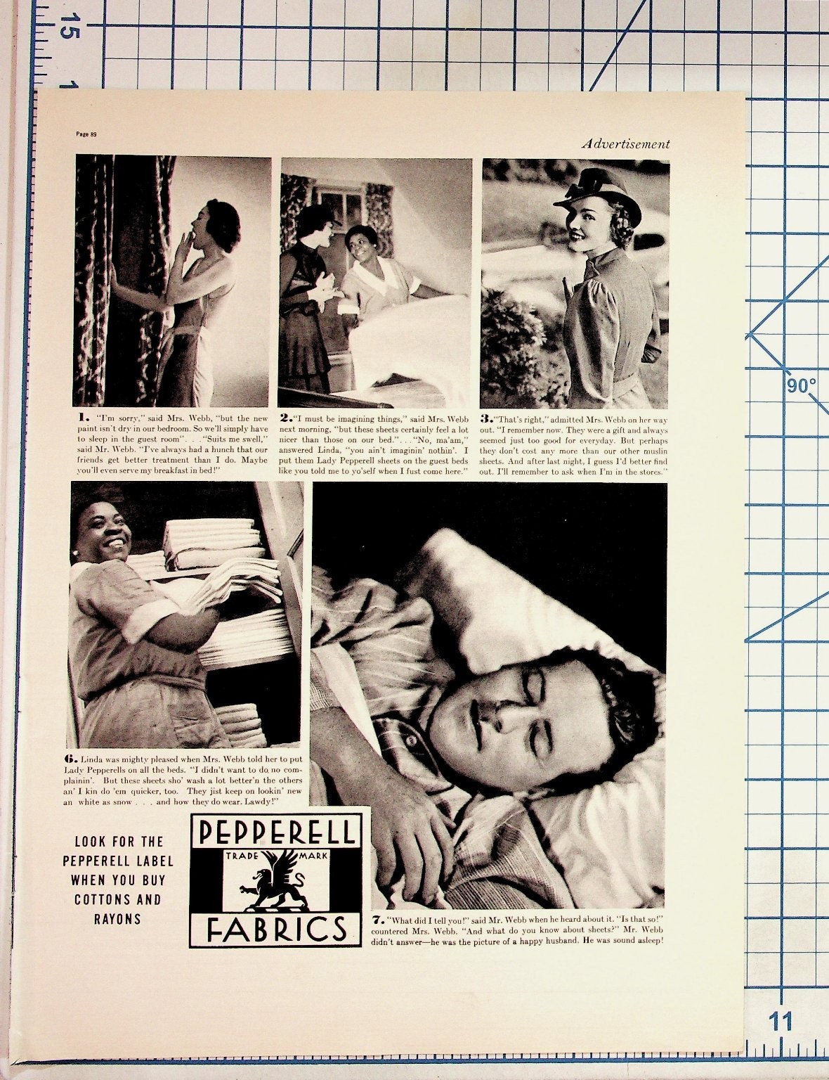 Vintage Pepperell Fabrics Magazine Ad Lady Pepperell Sheets 1940s Domestic