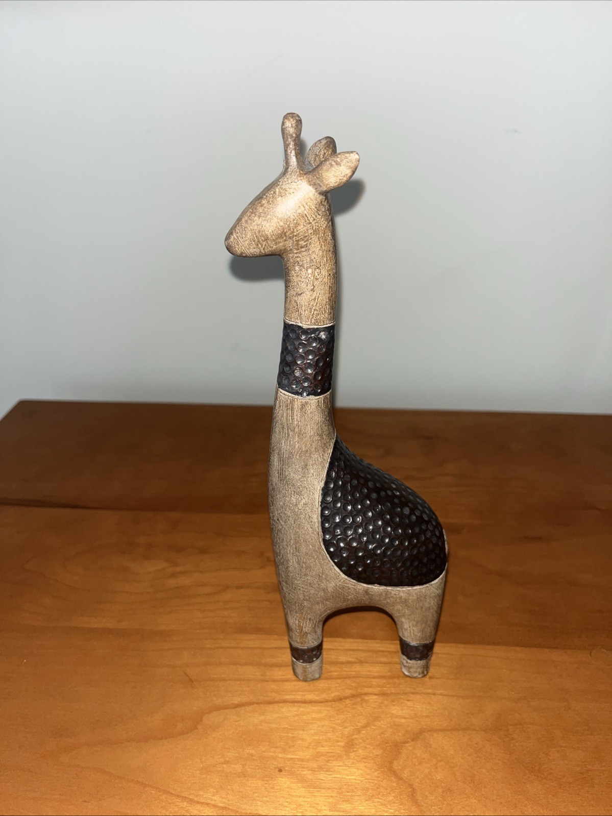 Wood And Hammered Metal Giraffe Figurine 9 Inches Tall