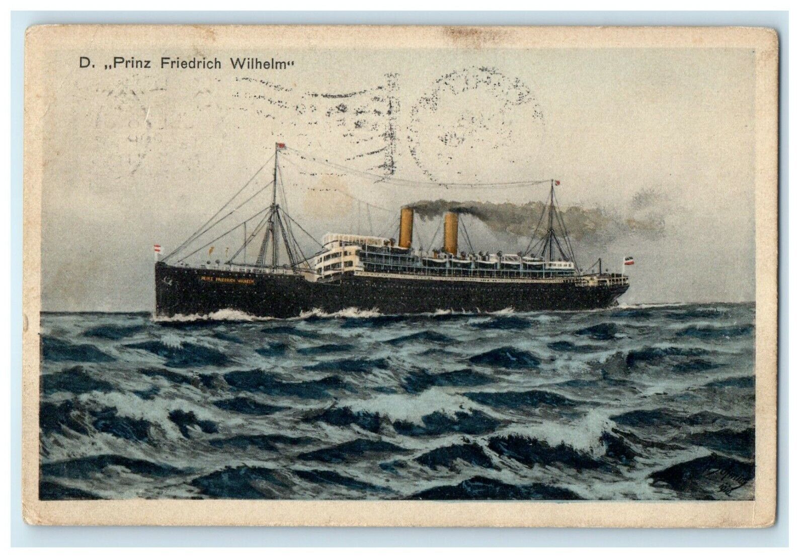 1911 Norddeutscher Lloyd Bremen, D Prinz Friedrich Wilhelm Postcard