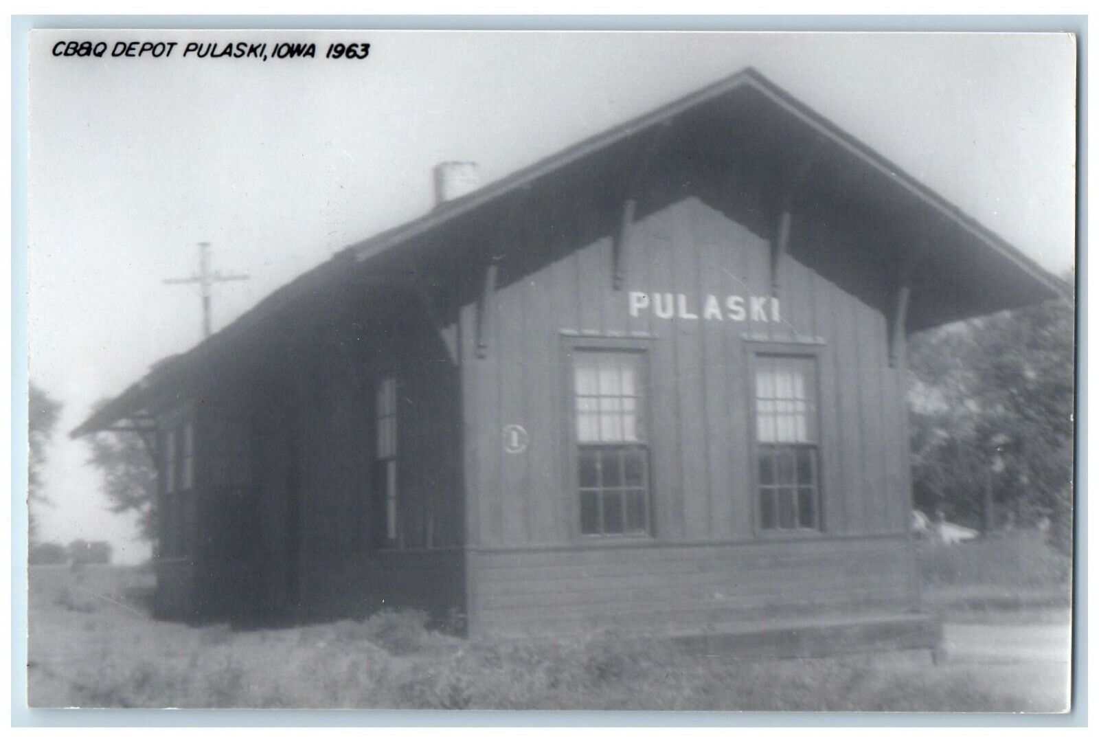 c1963 CB&P Depot Pulaski Iowa Railroad Train Depot Station RPPC Photo Postcard
