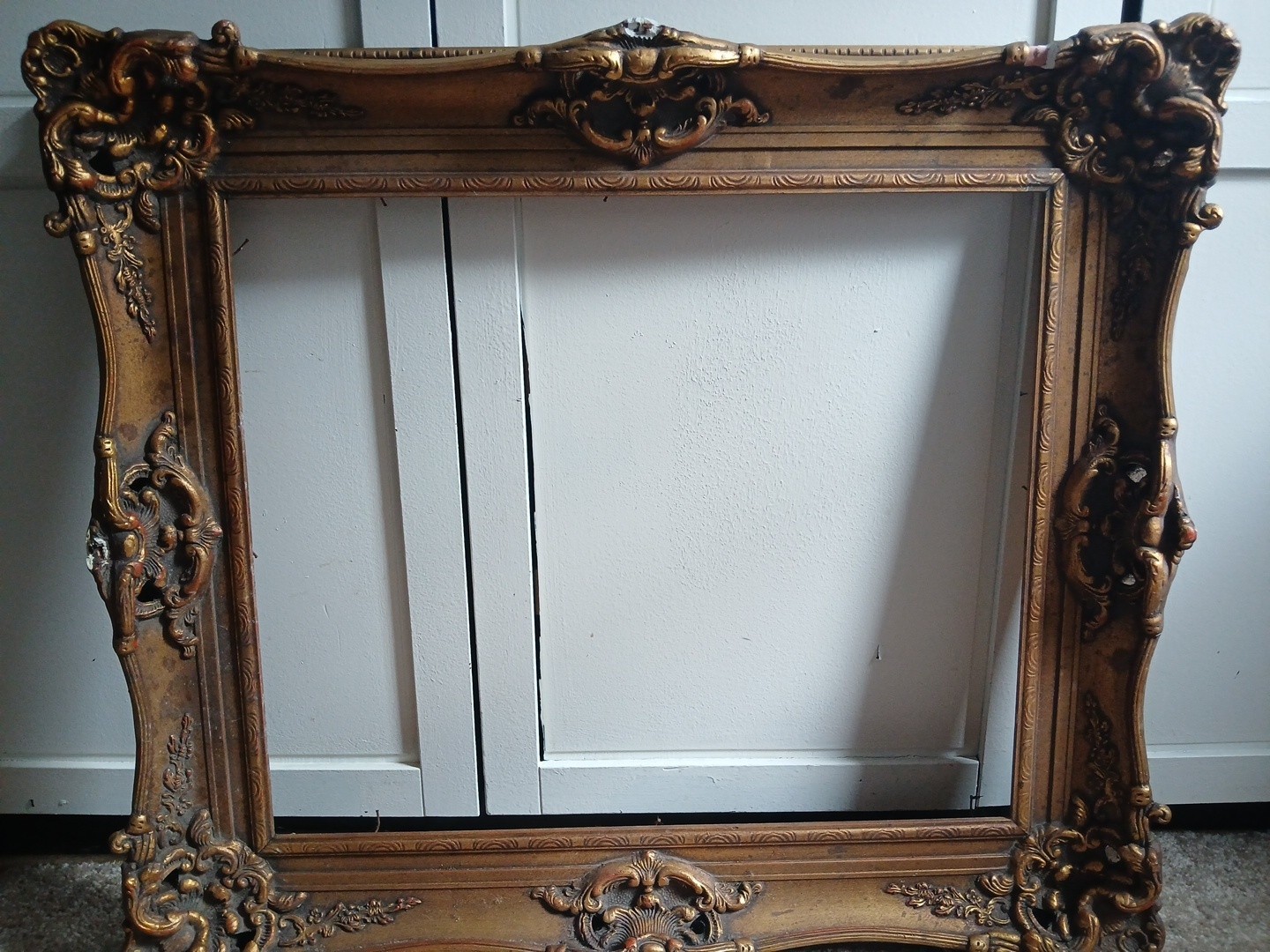 Ornate Gold Antique Baroque Style  Picture  Art  Mirror Frame Large 32 x 28 