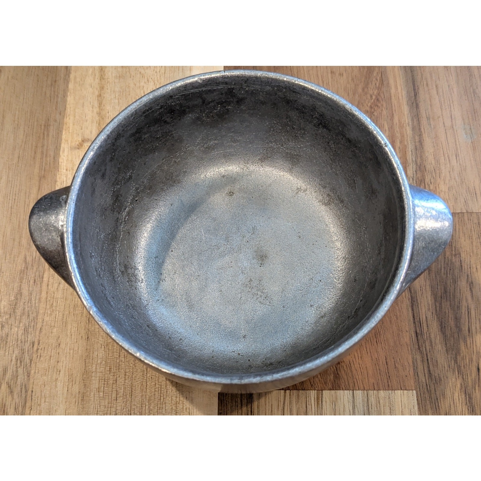 Vintage Pewtarex York PA Pewter Soup Bowl Crock Tab Handles Olde Country 4\