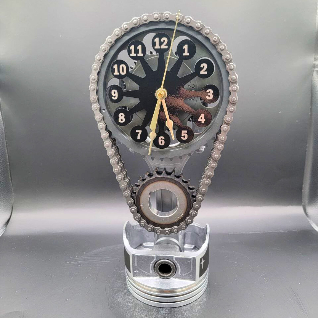 Chevy V8 Rotating Gear Clock: Motorized Steampunk Chevy Nova, Corvette, Camaro