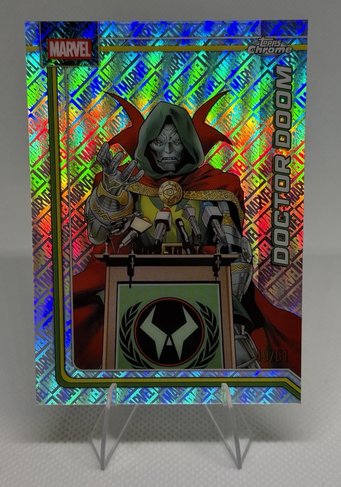 Topps 2026 Topps Chrome Marvel Doctor Doom #028 Marvel Fractor 49/61 Very Clean