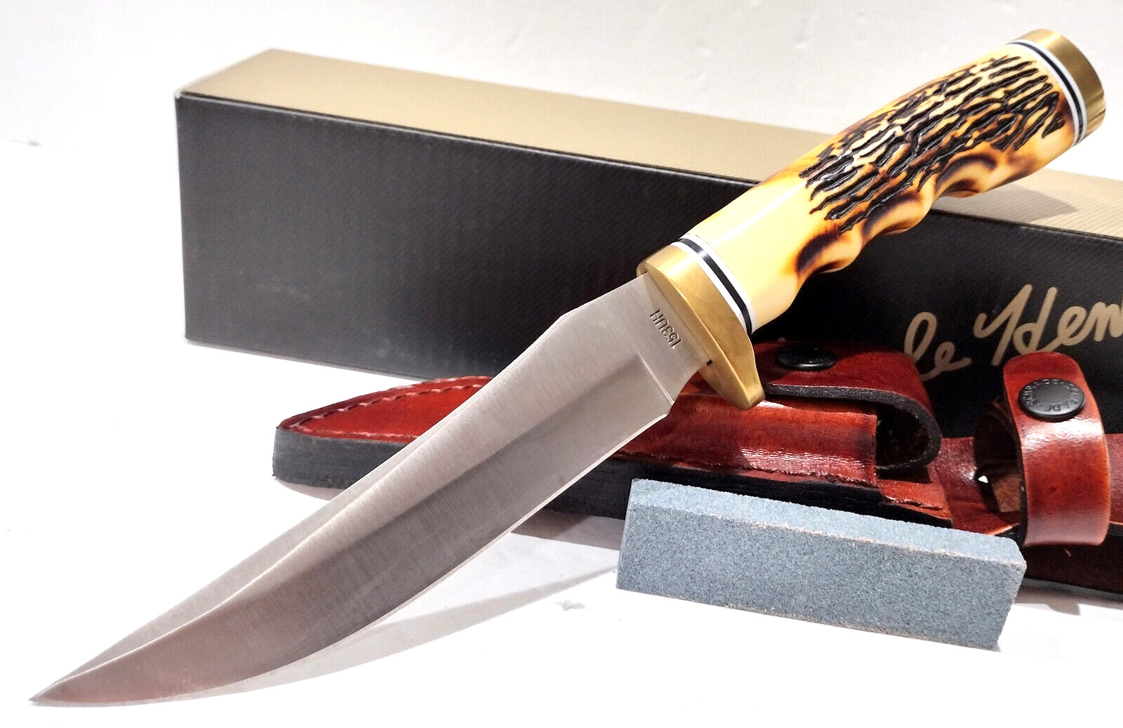 Schrade Uncle Henry Golden Spike Skinning Knife Sharpening Stone Leather Sheath Schrade Uncle Henry Golden Spike Skinning Knife Sharpening Stone Leather Sheath