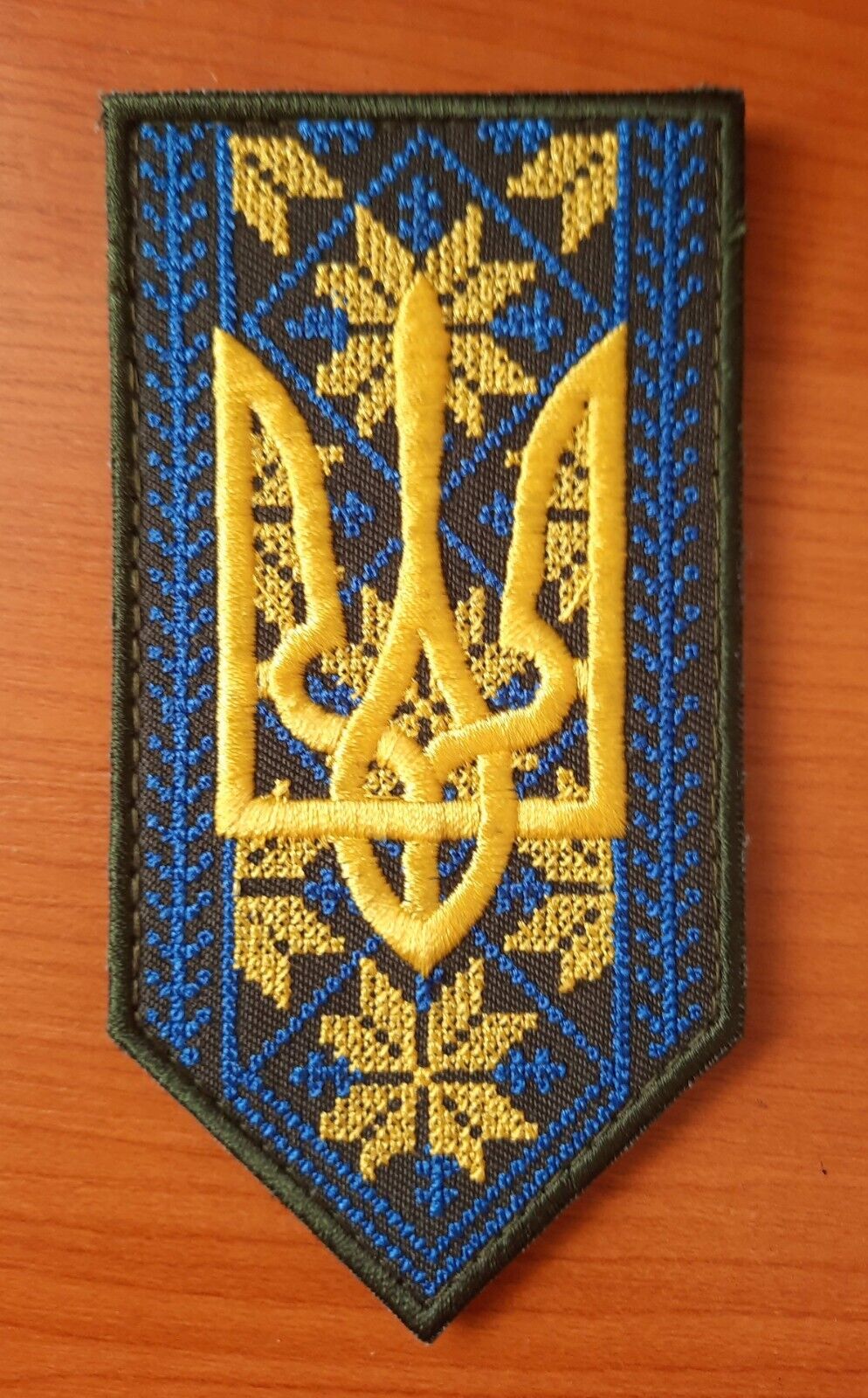 Ukrainian Trident with Ornament Morale MILITARY Tactical Patch ARMY UKRAINE Hook