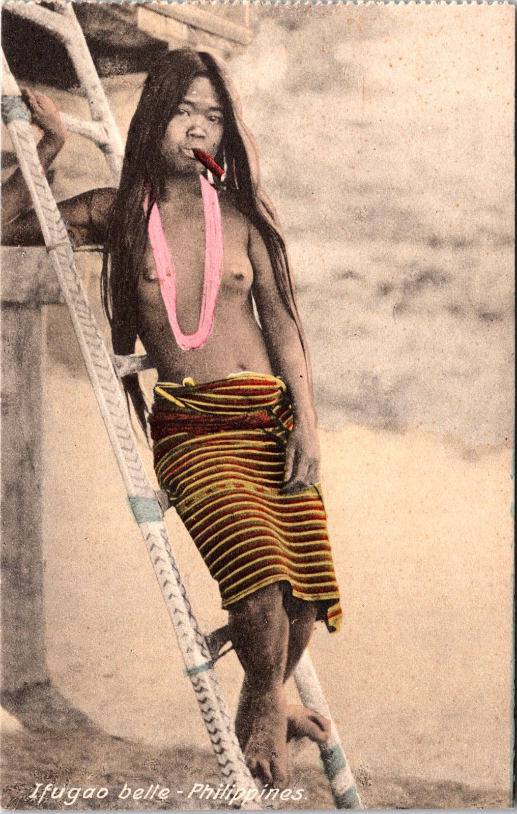 Ifugao Belle Philippines : Indigenous Woman : I Beck : Tinted Postcard c1910
