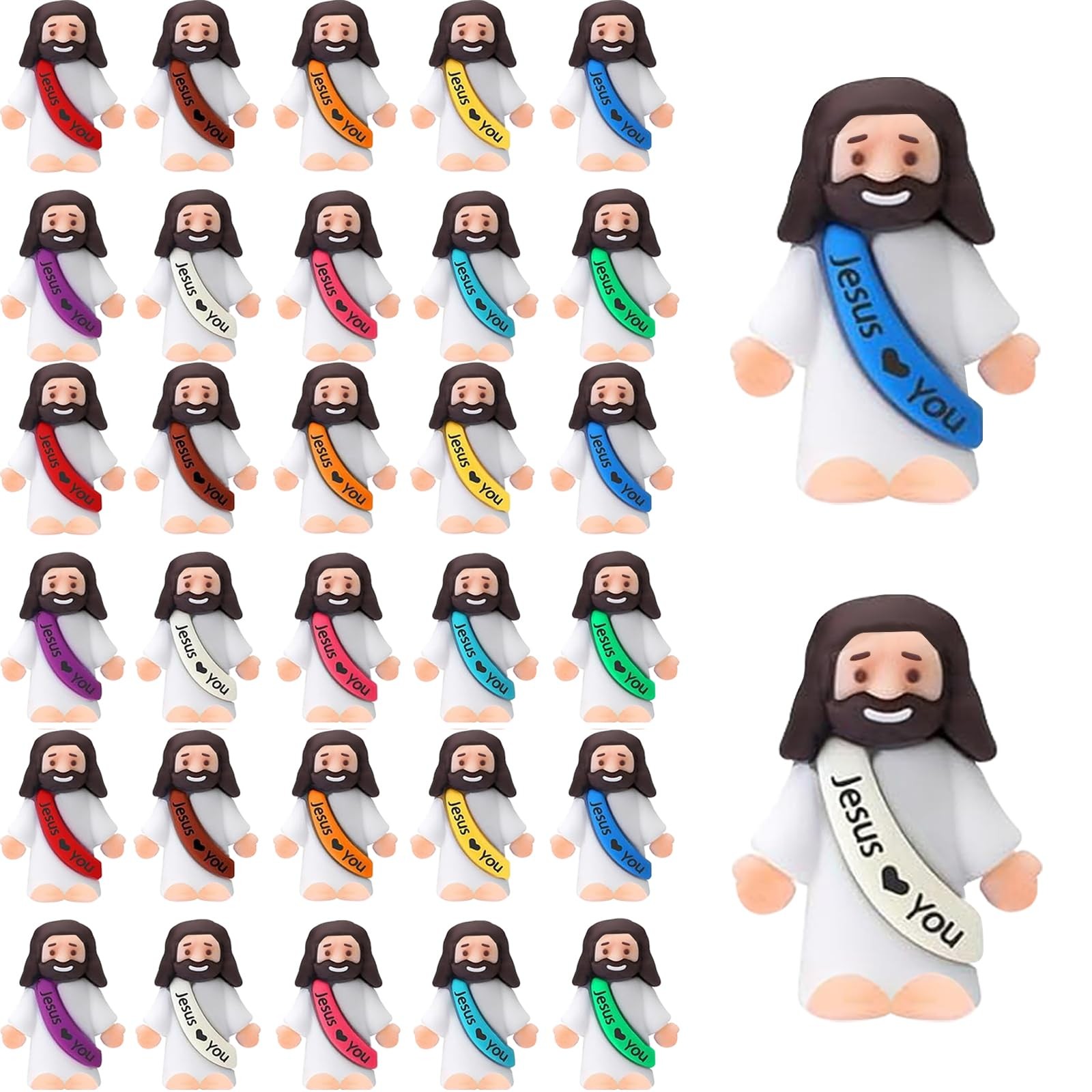 30PCS Little Jesus Figures, Mini Jesus Figurines in Bulk, Multicolor Tiny Jesus