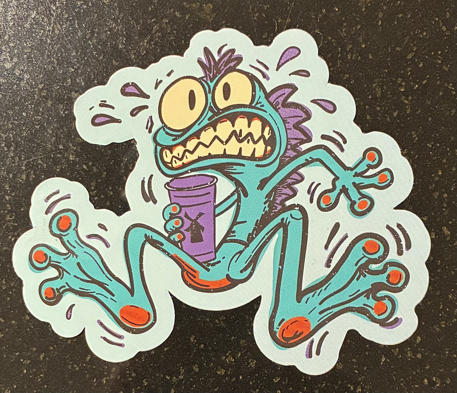 DUTCH BROS Overly Caffeinated FROG gecko Sticker Second Chance Sticker 9/22/26