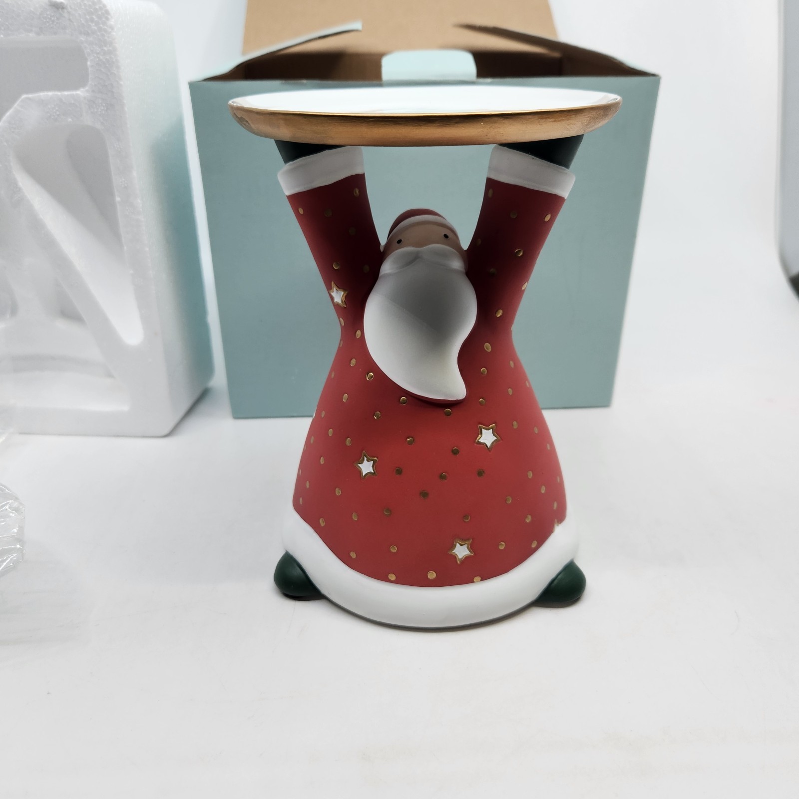 PartyLite Holiday Cheer Pillar Holder P9631 with Box Santa Claus Retired