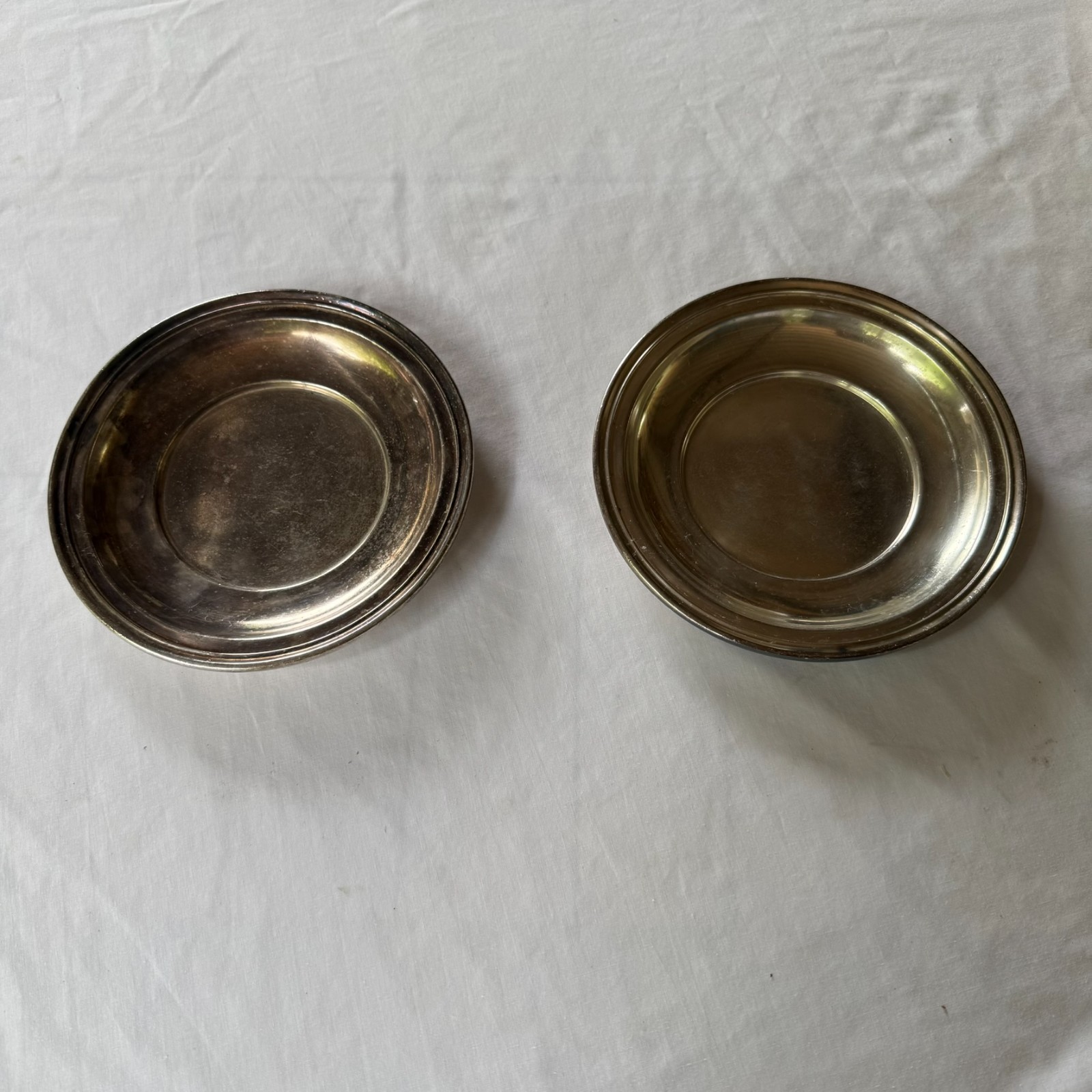 2 Elizabeth Carteret Hotel Silver Soldered Soup Bowls- Vintage R Wallace 0376