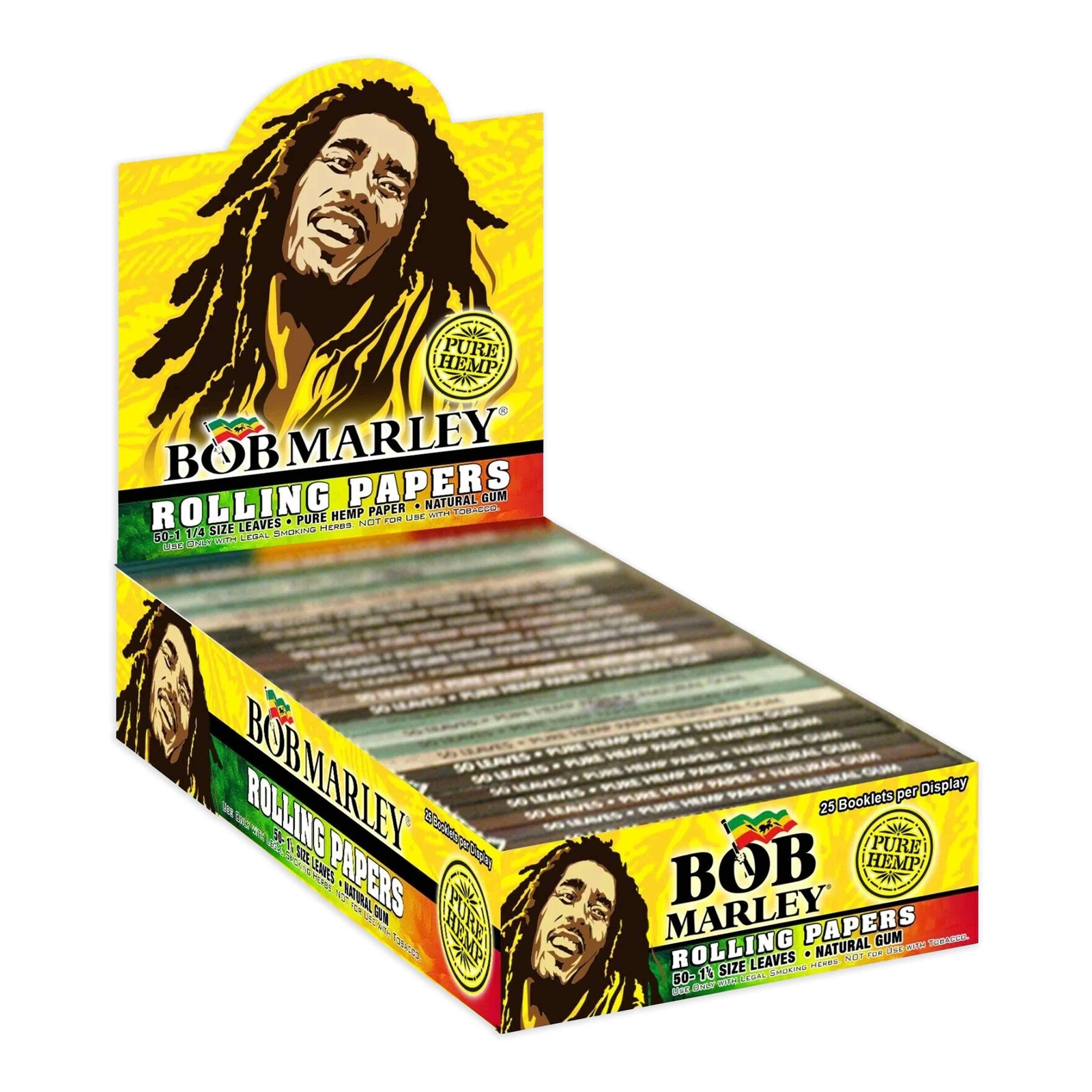 Bob Marley Rolling Papers 1 1/4 Pure Hemp Cigarette Papers (Full Display)