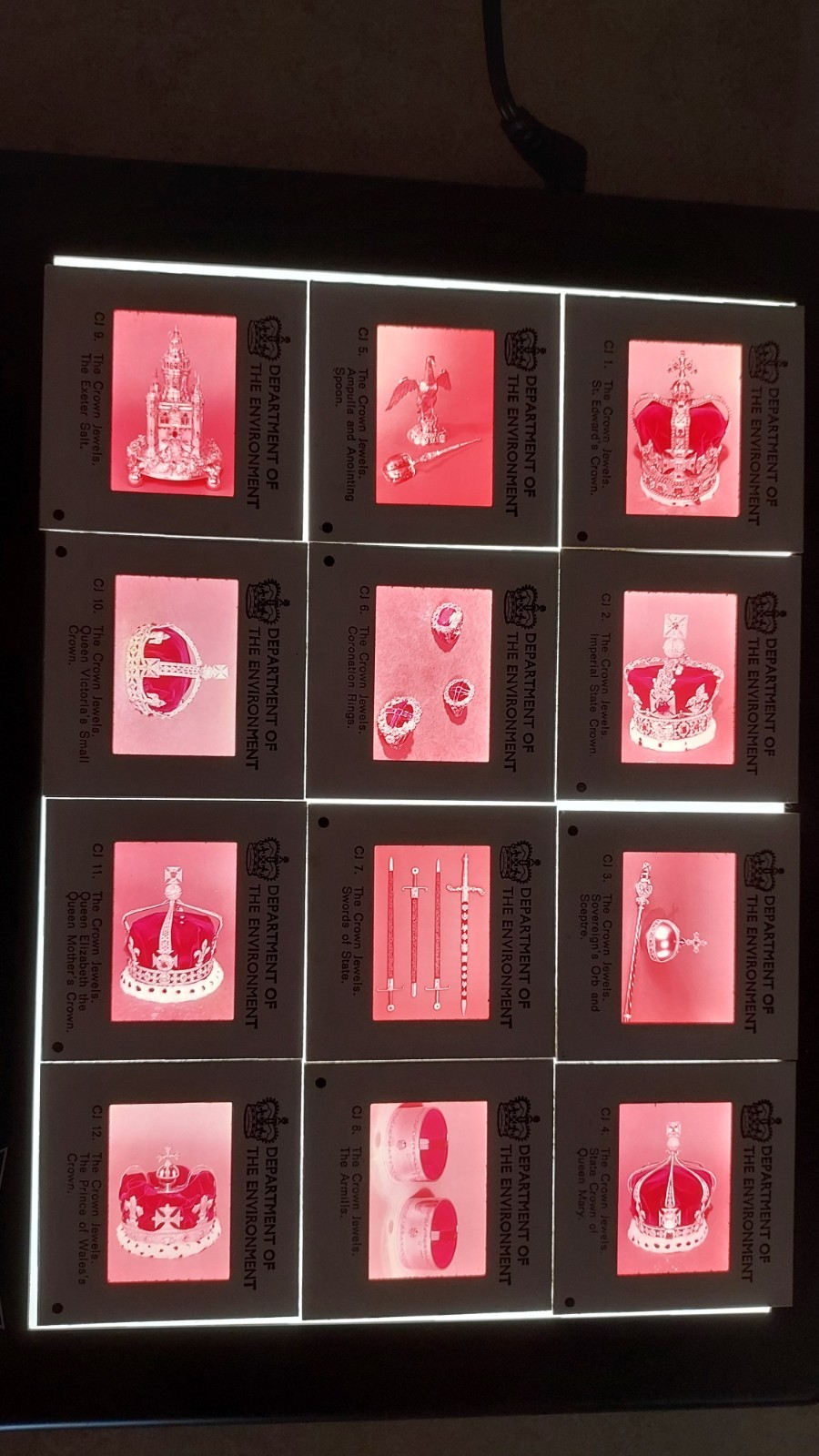 Vintage Souvenir Slides of the Crown Jewels Bought in 1974 in London Lot of 12
