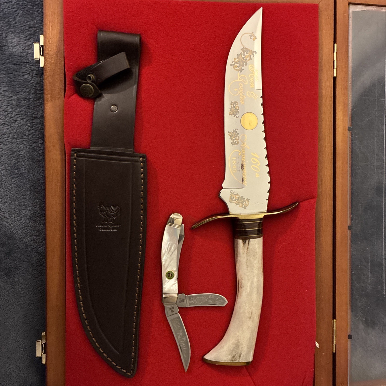 Hen & Rooster 160th Anniversary 2-Knife Set 068/300 Limited Edition Bowie MOP
