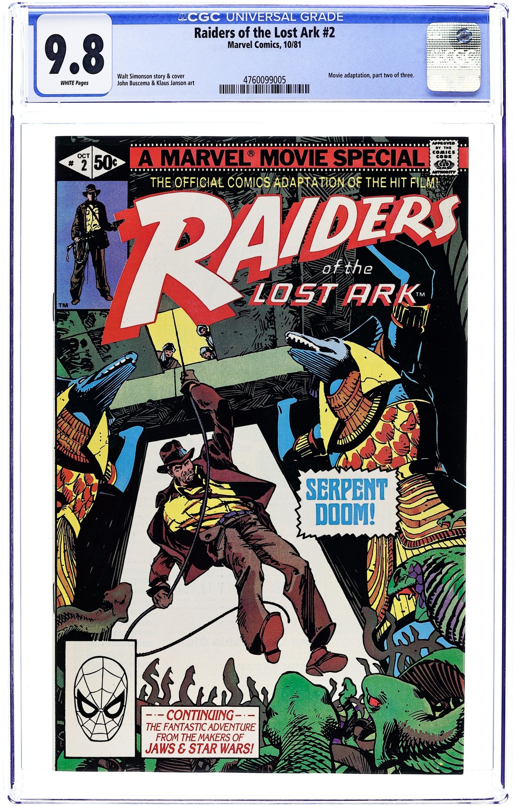 Raiders of the Lost Ark #2D CGC 9.8 1981 4760099005
